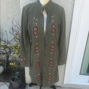 SUNDANCE Floral Embroidery Green Jacket Women's Size S